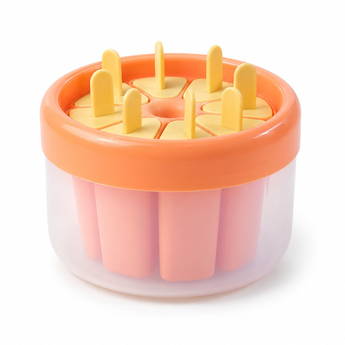 Plastic Round Ice Cream Candy Mold With Reusable Sticks For Frozen Pops (8 Mold)