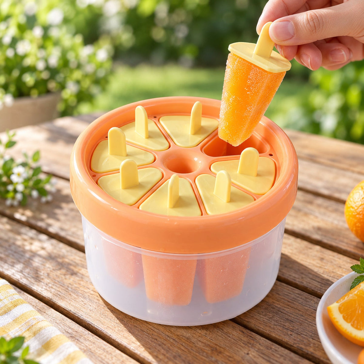 Plastic Round Ice Cream Candy Mold With Reusable Sticks For Frozen Pops (8 Mold)