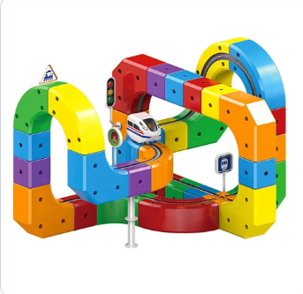 Magnet plastic Electric Train Set, 3D Infinity Track with Flexible Tracks for Kids