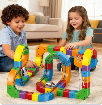 Magnet plastic Electric Train Set, 3D Infinity Track with Flexible Tracks for Kids