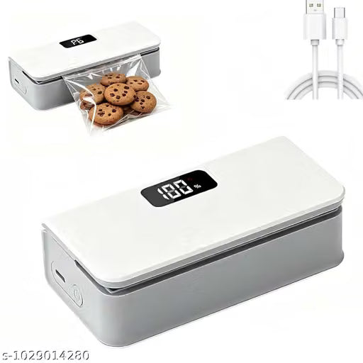 Covitezy 2 in 1 Rechargeable Bag Sealer with Cutter, Portable Heat Sealing Machine with LED Display for Kitchen