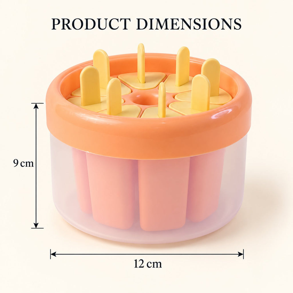 Plastic Round Ice Cream Candy Mold With Reusable Sticks For Frozen Pops (8 Mold)