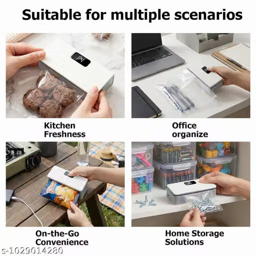 Covitezy 2 in 1 Rechargeable Bag Sealer with Cutter, Portable Heat Sealing Machine with LED Display for Kitchen