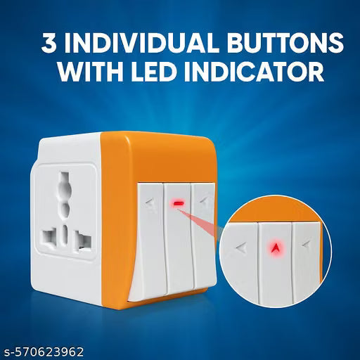 3 Pin Multi Plug Adapter with Individual Switches – Universal Socket