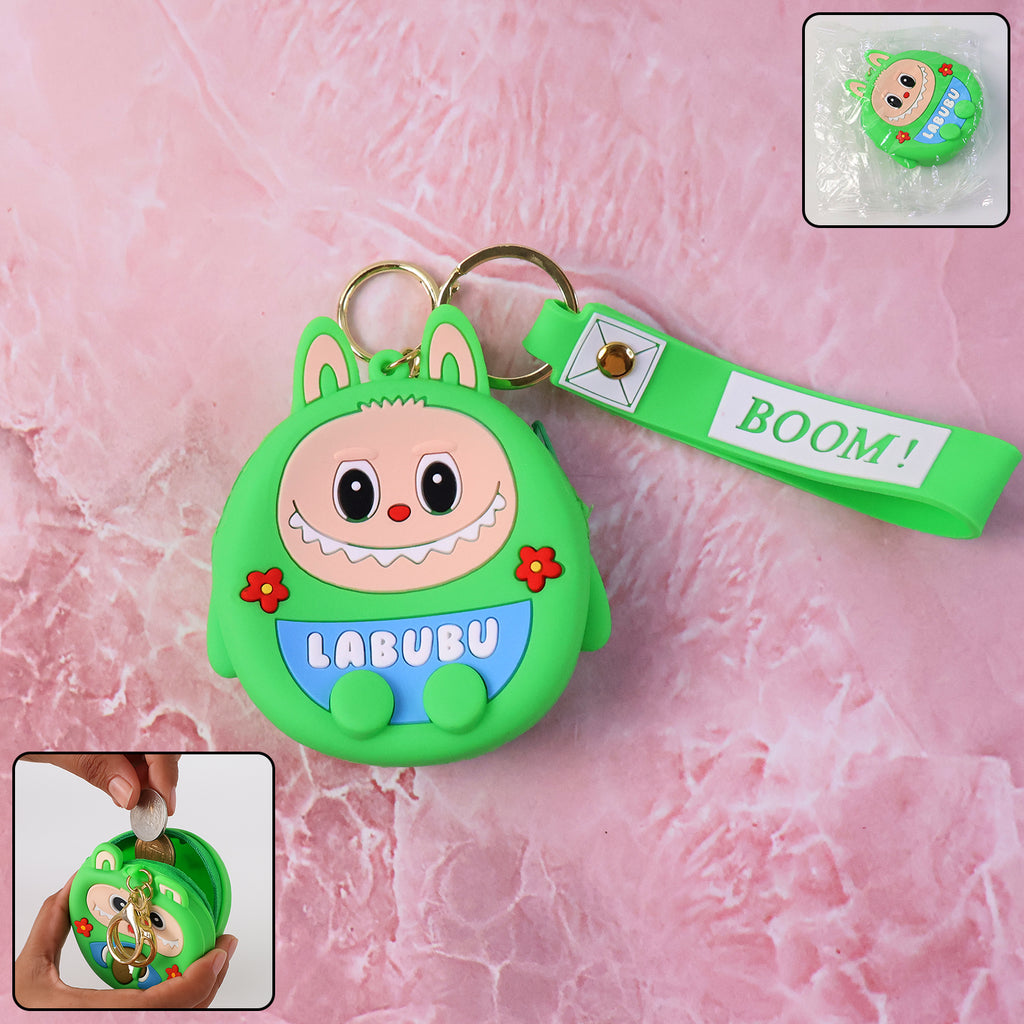 Cute Cartoon Character Coin Pouch With Keychain  Wrist Strap